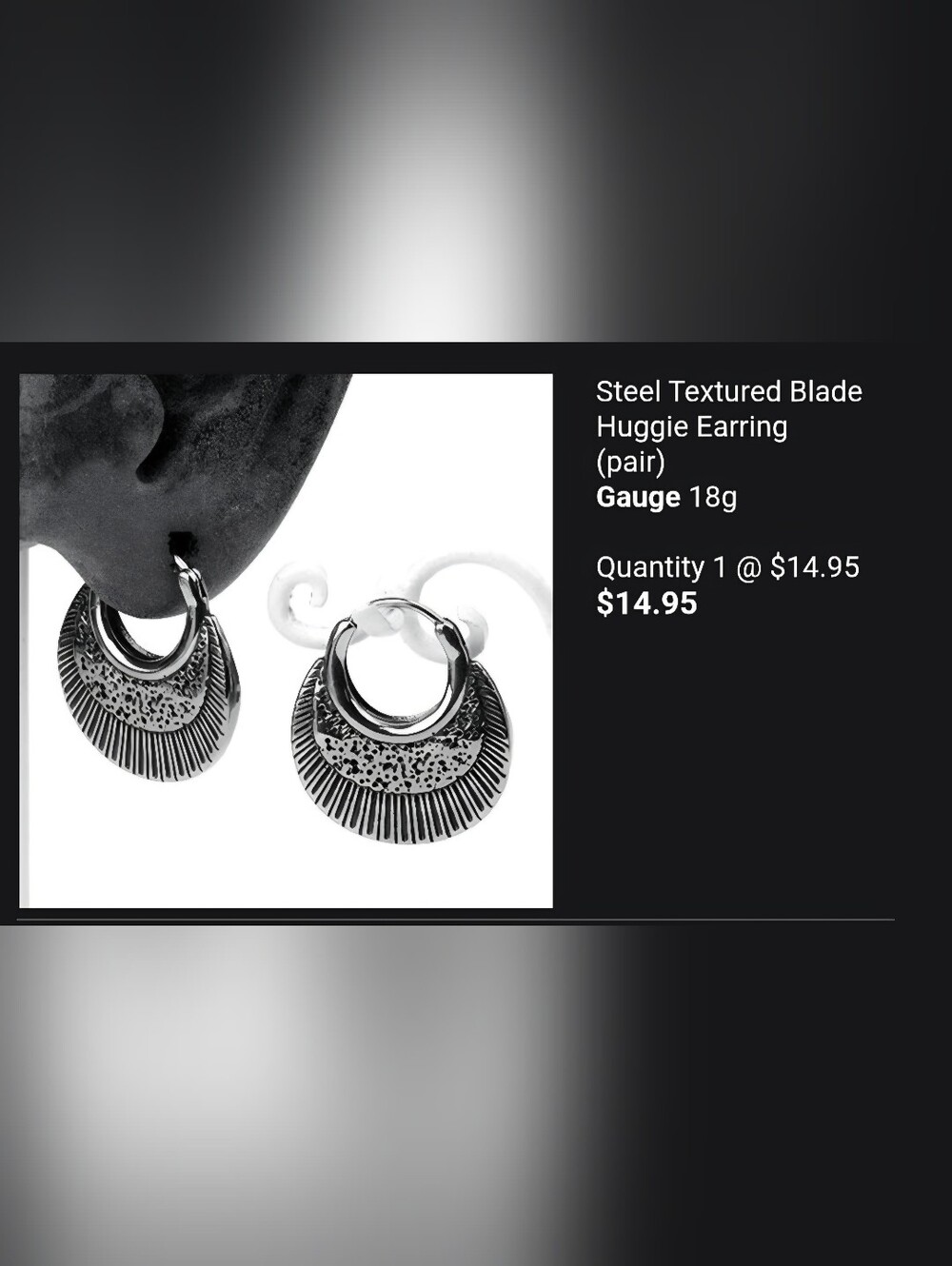 Steel Textured Huggie Hoop Earrings - Silver